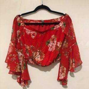 NWOT Off-the-Shoulder Floral Crop Top